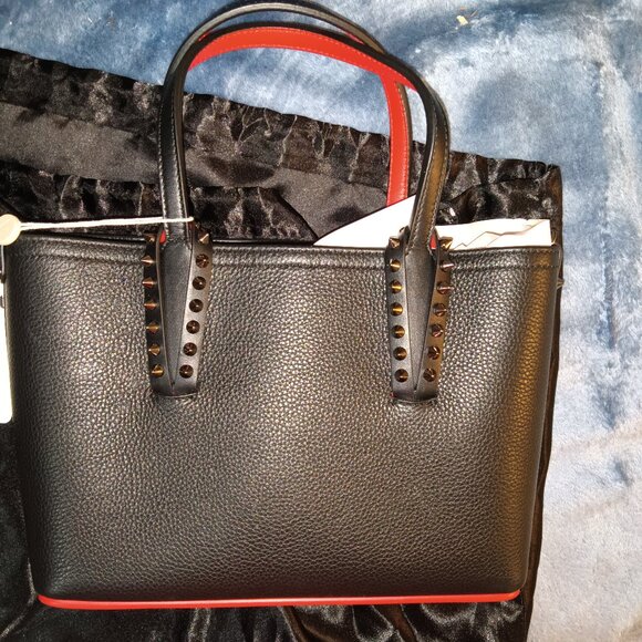 Very Good Christian Louboutin Cabata leather Mini satchel  Black~ MISSING STRAP - Picture 6 of 12